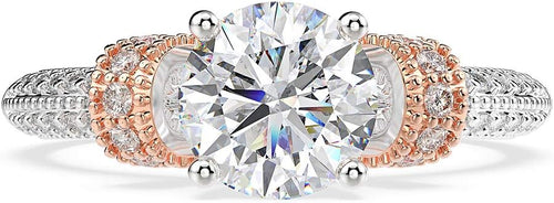 RIZILIA Solitaire Engagement Ring with Round Cut Gemstones CZ [White Cubic Zirconia] in 18K White Gold Plated, Simple Modern Elegance