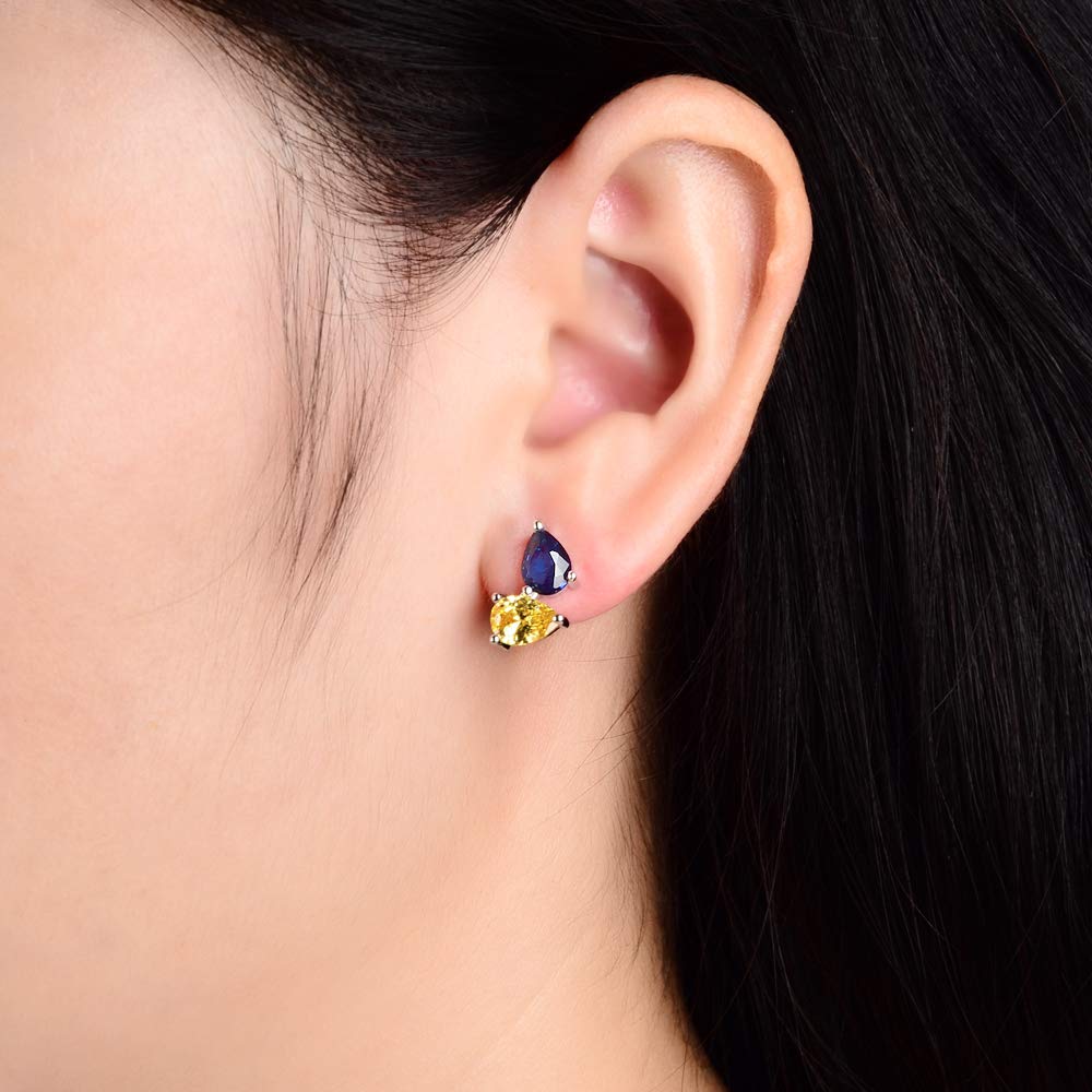 RIZILIA Stud Pierced Earrings with Pear Cut CZ [White Cubic Zirconia] in White Gold Plated, Simple Modern Elegant