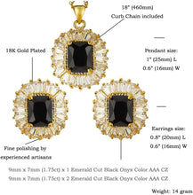 Load image into Gallery viewer, RIZILIA Jewelry Set Pendant with 18&quot; Chain &amp; Stud Earrings Rectangular Cut CZ [5 Colours available] in Yellow Gold Plated, Simple Modern Elegant

