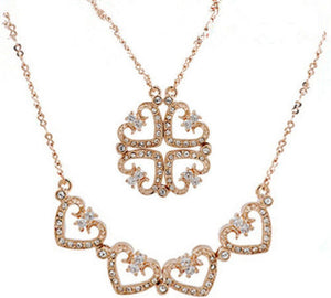 RIZILIA Heart Pendant with 18" Chain & Round Cut Crystal [Simulated White Topaz] in Yellow Gold Plated, Simple Modern Elegant