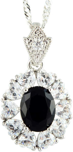 RIZILIA Oval CubicZirconia Heart CZ 18K White Gold Plated Slide Pendant Necklace Chian
