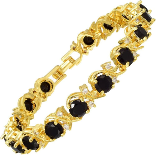 RIZILIA Blossom Tennis Bracelet & Round Cut CZ [6 Colors Available] in Yellow Gold Plated, 7