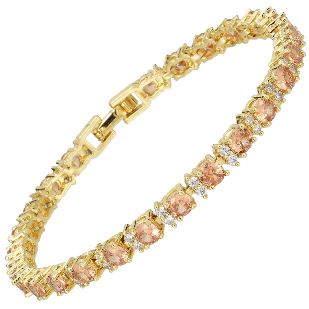 RIZILIA Eternity Tennis Bracelet & Round Cut CZ in Yellow Gold Plated, 7"