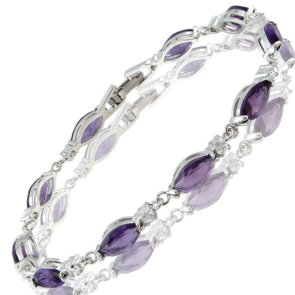 RIZILIA Tennis Bracelet & Marquise Cut CZ [3 Colors available] in White Gold Plated, 7"