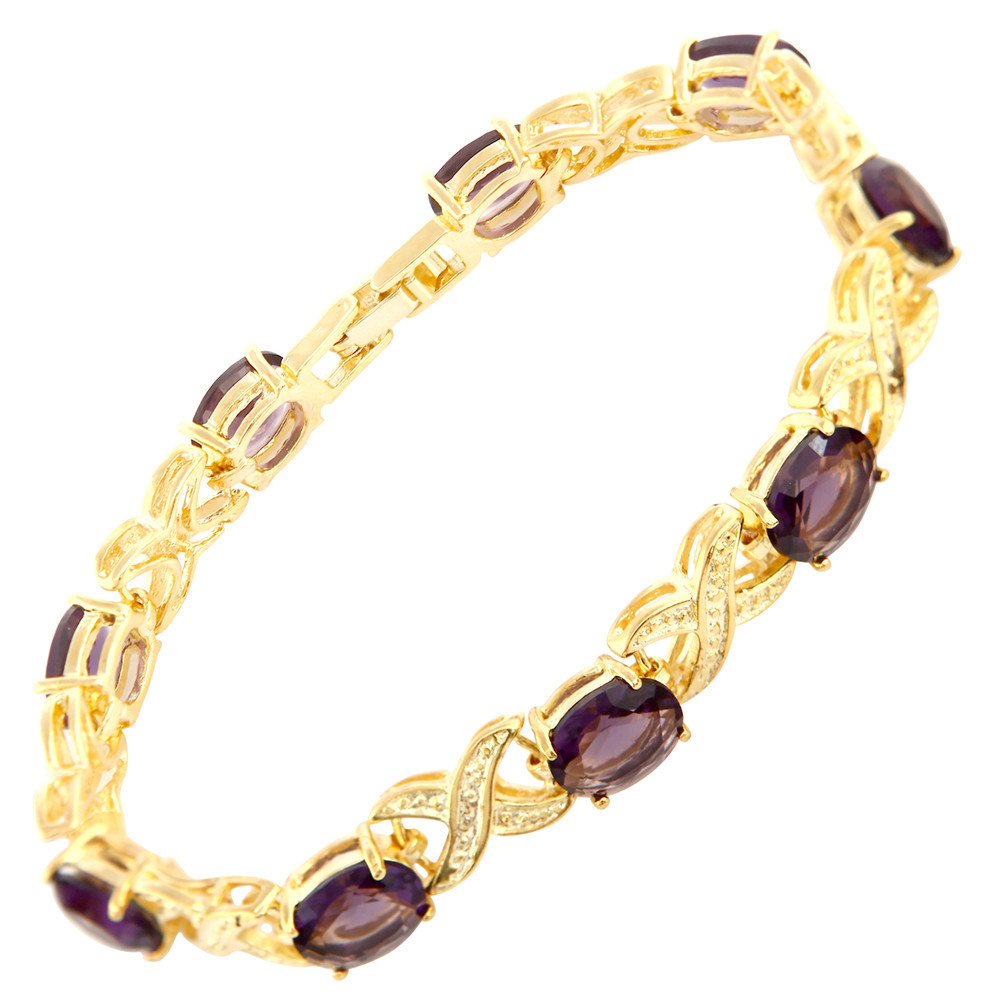 RIZILIA XOXO Link Tennis Bracelet & Oval Cut CZ [5 Colors available] in Gold Plated, 7"