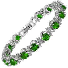 Laden Sie das Bild in den Galerie-Viewer, RIZILIA BLOSSOM Tennis Bracelet &amp; Round Cut CZ [6 Colors available] in White Gold Plated, 7&quot;
