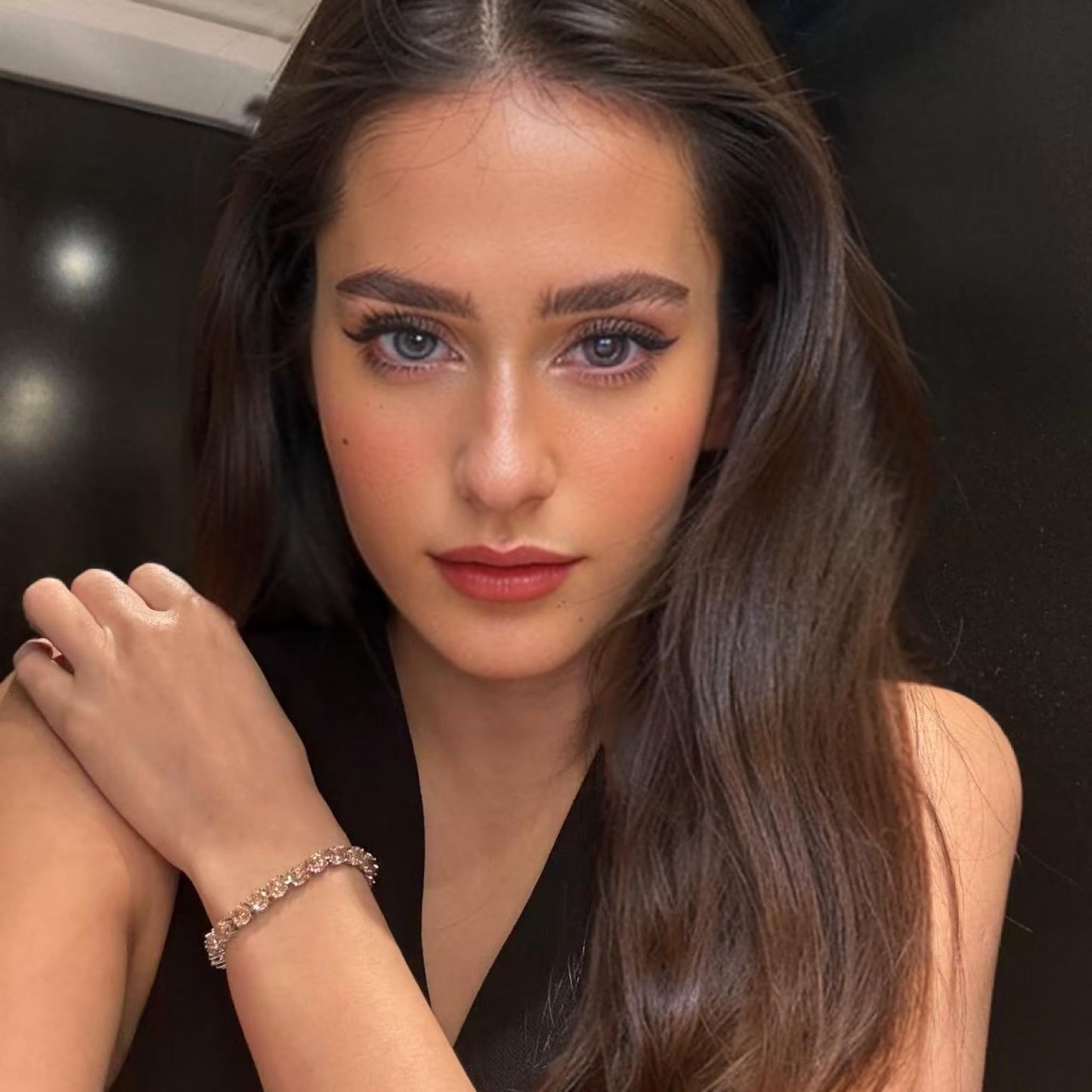 RIZILIA Round Cut Multi-Color CZ 18K Gold Plated Tennis Bracelet, 7"