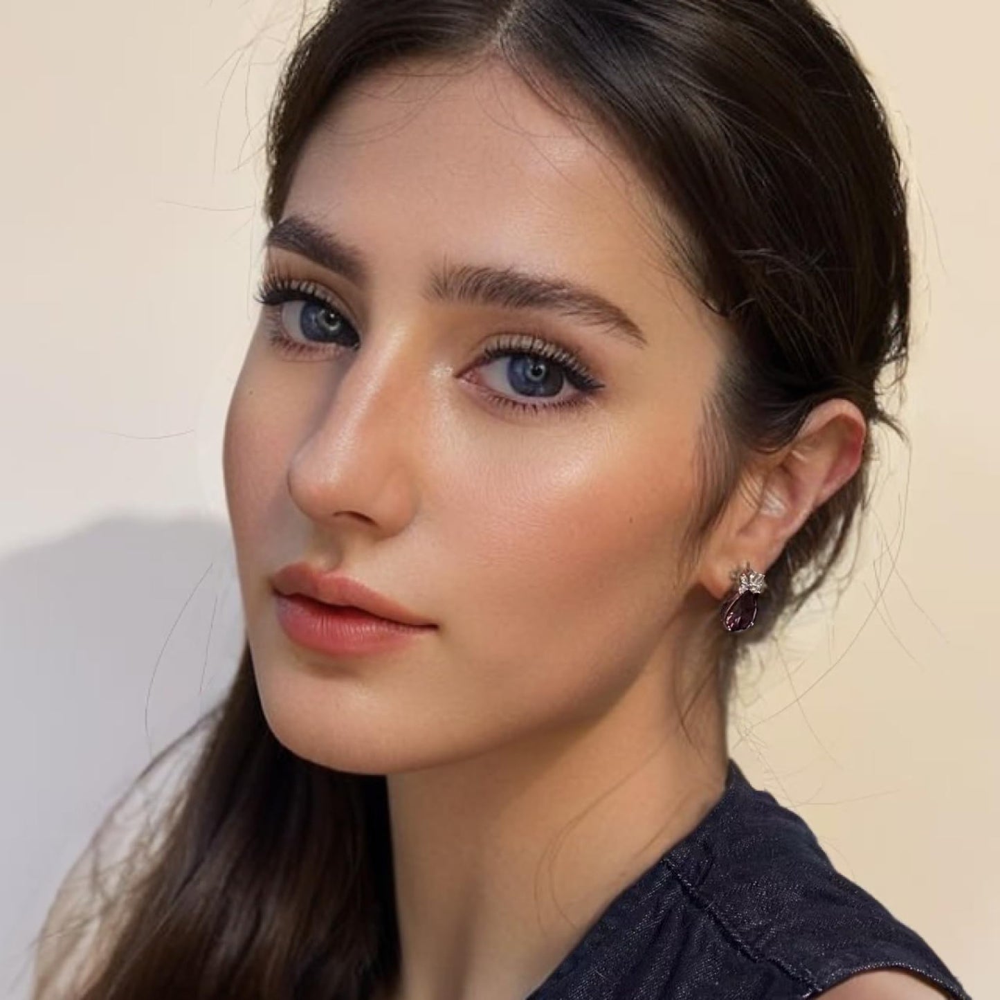 RIZILIA Teardrop Stud Pierced Earrings with Pear Cut CZ [5 Colors available] in White Gold Plated, Simple Modern Elegant