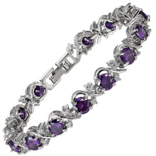 Laden Sie das Bild in den Galerie-Viewer, RIZILIA BLOSSOM Tennis Bracelet &amp; Round Cut CZ [6 Colors available] in White Gold Plated, 7&quot;
