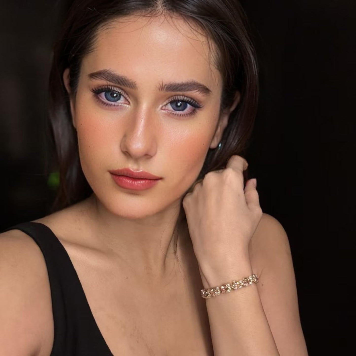 RIZILIA BLOSSOM Tennis Bracelet & Round Cut CZ [6 Colors available] in Yellow Gold Plated, 7"