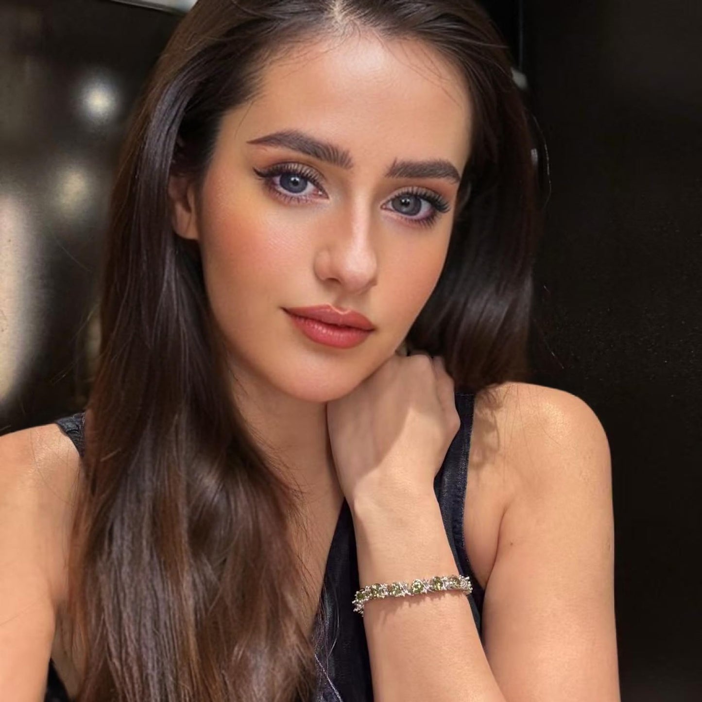 RIZILIA BLOSSOM Tennis Bracelet & Round Cut CZ [6 Colors available] in White Gold Plated, 7"