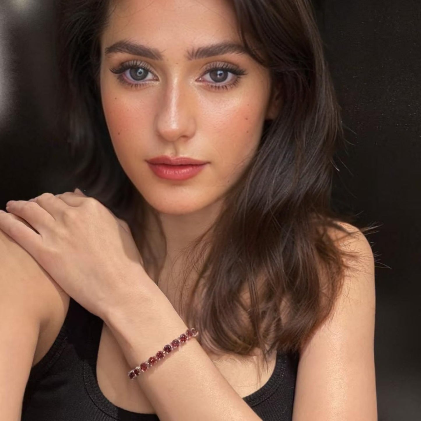 RIZILIA Round Cut Multi-Color CZ 18K Gold Plated Tennis Bracelet, 7"