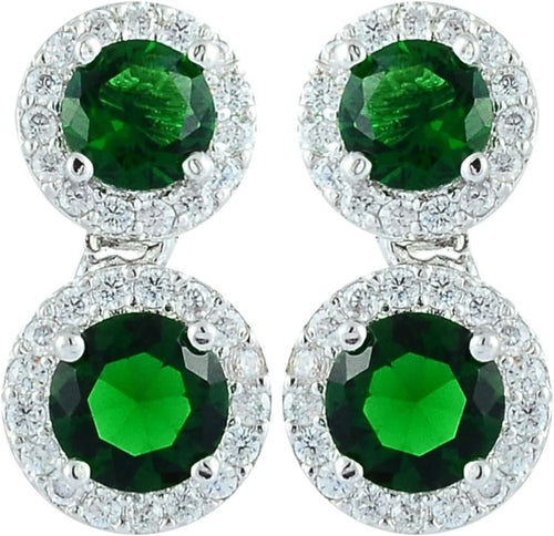 RIZILIA Dangle Drop Pierced Earrings with Round Cut CZ [4 Colors available] in White Gold Plated, Simple Modern Elegant