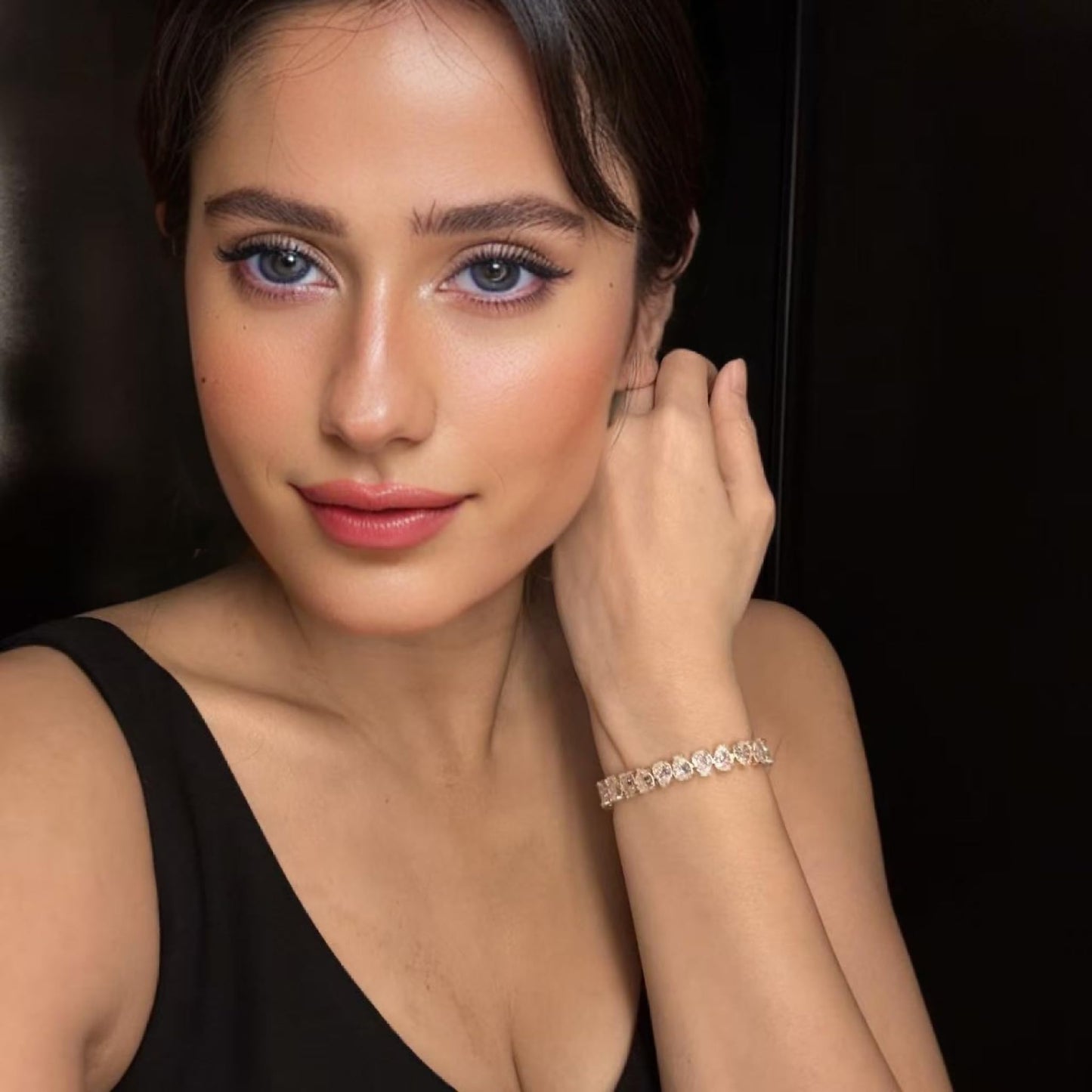 RIZILIA SPECTRUM Trendy Pear-Cut Cubic Zirconia Tennis Bracelet for Women | 14K Gold Plated 6mm Multicolor CZ Stones | 7 Inch Elegant Jewelry Gift for Her