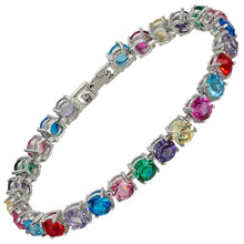 Cargar imagen en el visor de la galería, RIZILIA Round Cut Multi-Color CZ 18K Gold Plated Tennis Bracelet, 7&quot;
