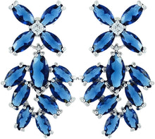 Load image into Gallery viewer, [RIZILIA BLOSSOM] Dangle Drop Pierced Earrings with Marquise Cut CZ [4 Colors available] in White Gold Plated, Simple Modern Elegant

