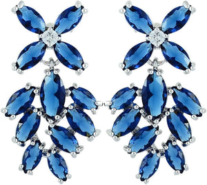 [RIZILIA BLOSSOM] Dangle Drop Pierced Earrings with Marquise Cut CZ [4 Colors available] in White Gold Plated, Simple Modern Elegant