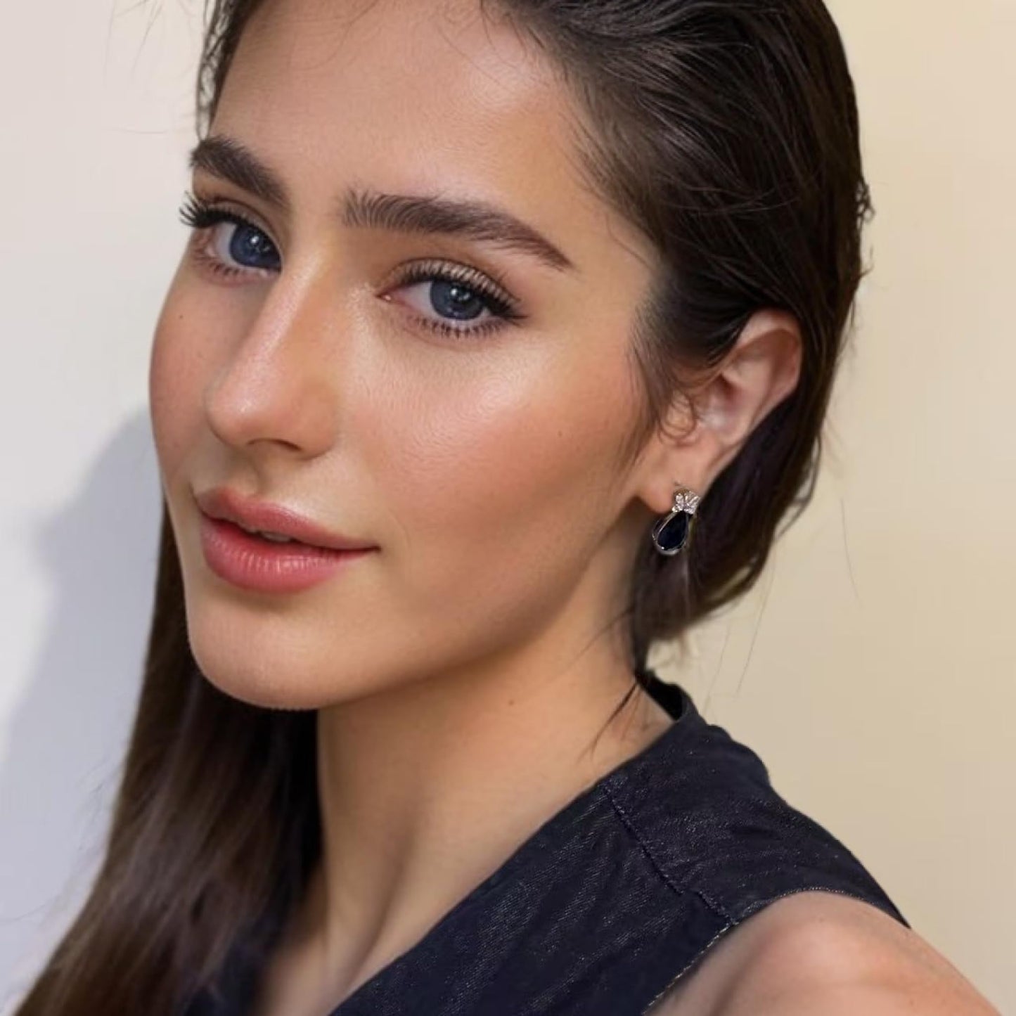 RIZILIA Teardrop Stud Pierced Earrings with Pear Cut CZ [5 Colors available] in White Gold Plated, Simple Modern Elegant