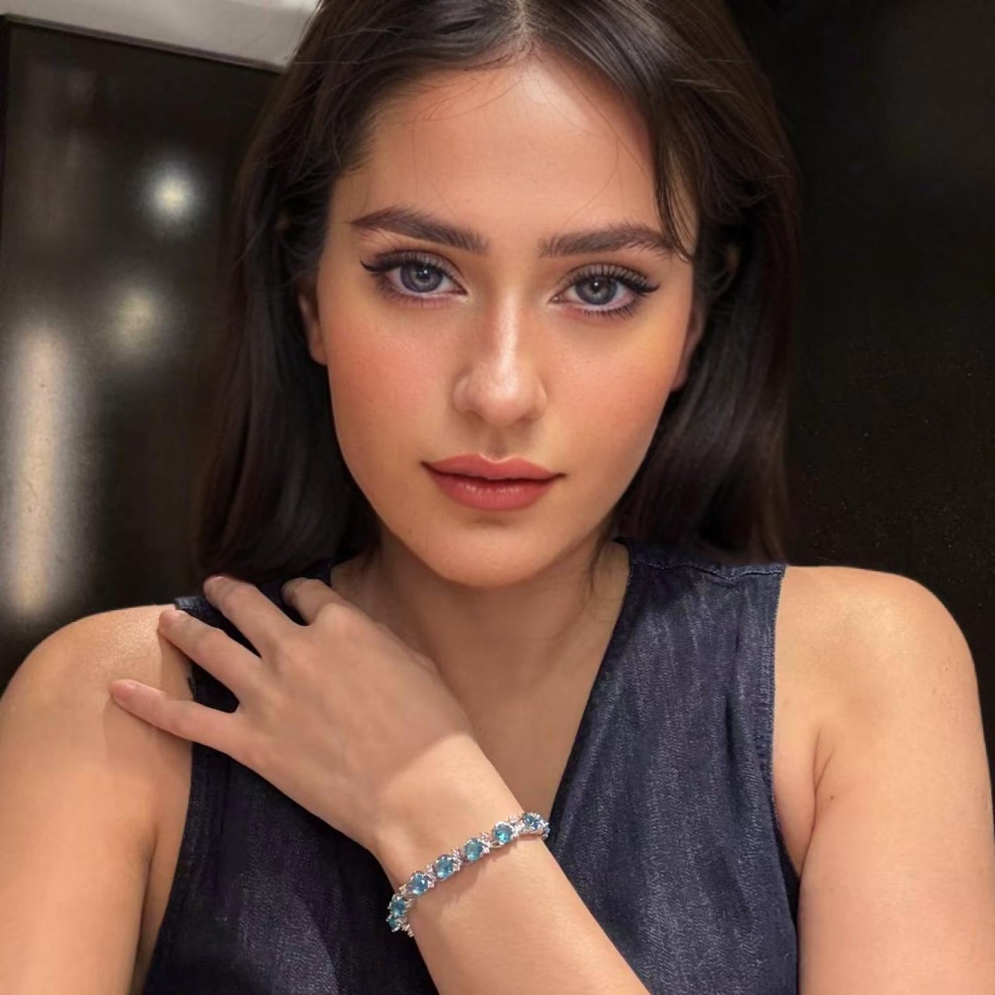 RIZILIA BLOSSOM Tennis Bracelet & Round Cut CZ [6 Colors available] in White Gold Plated, 7"