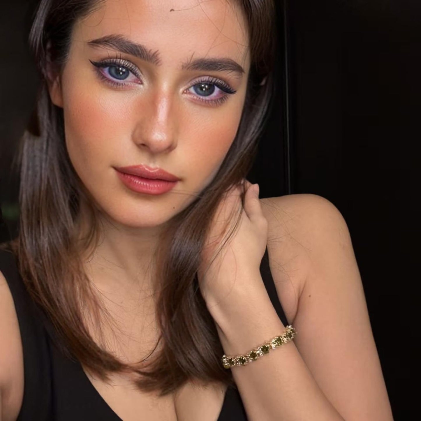 RIZILIA BLOSSOM Tennis Bracelet & Round Cut CZ [6 Colors available] in Yellow Gold Plated, 7"