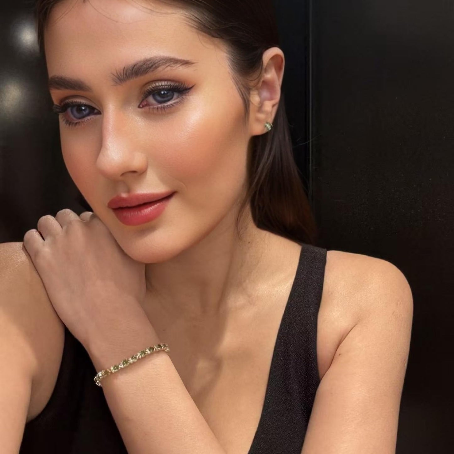 RIZILIA Eternity Tennis Bracelet & Round Cut CZ in Yellow Gold Plated, 7"