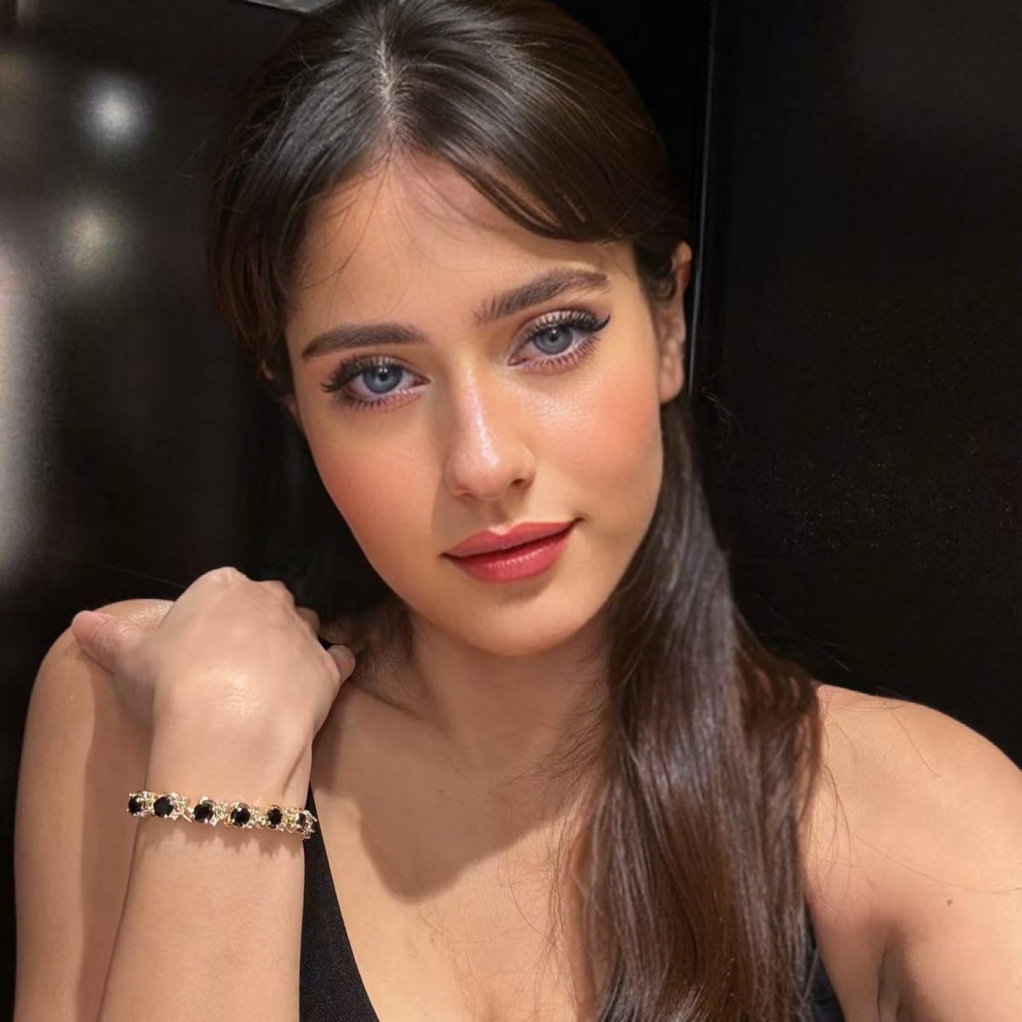 RIZILIA BLOSSOM Tennis Bracelet & Round Cut CZ [6 Colors available] in Yellow Gold Plated, 7"