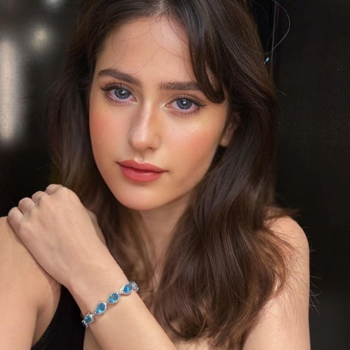 RIZILIA Tennis Bracelet & Pear Cut CZ [4 Colors Available] in White Gold Plated, 7"