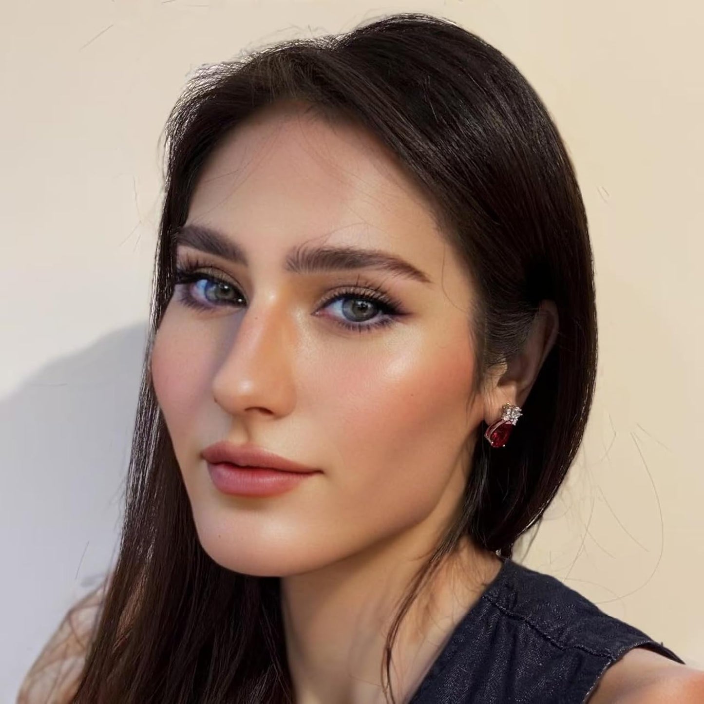 RIZILIA Teardrop Stud Pierced Earrings with Pear Cut CZ [5 Colors available] in White Gold Plated, Simple Modern Elegant