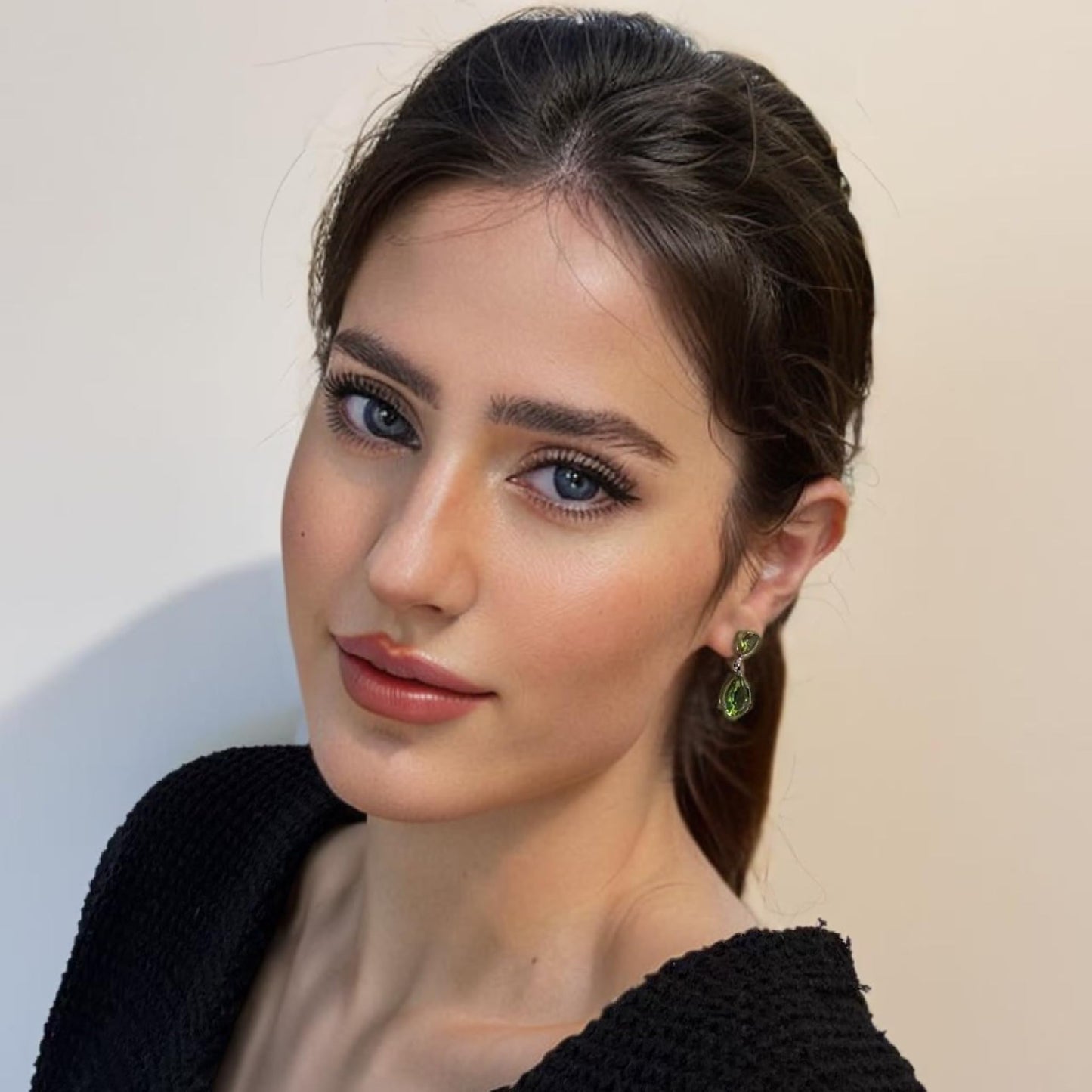 [RIZILIA CELEBOX] Teardrop Dangle Pierced Earrings with Pear Cut CZ [9 Colors available] in White Gold Plated, Celebrity inspired by Angelina Jolie