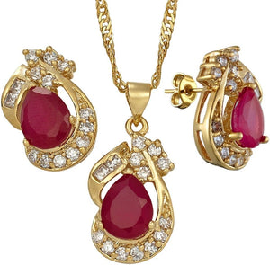 RIZILIA Red Ruby Tennis Bracelet & Red Ruby Jewelry Set