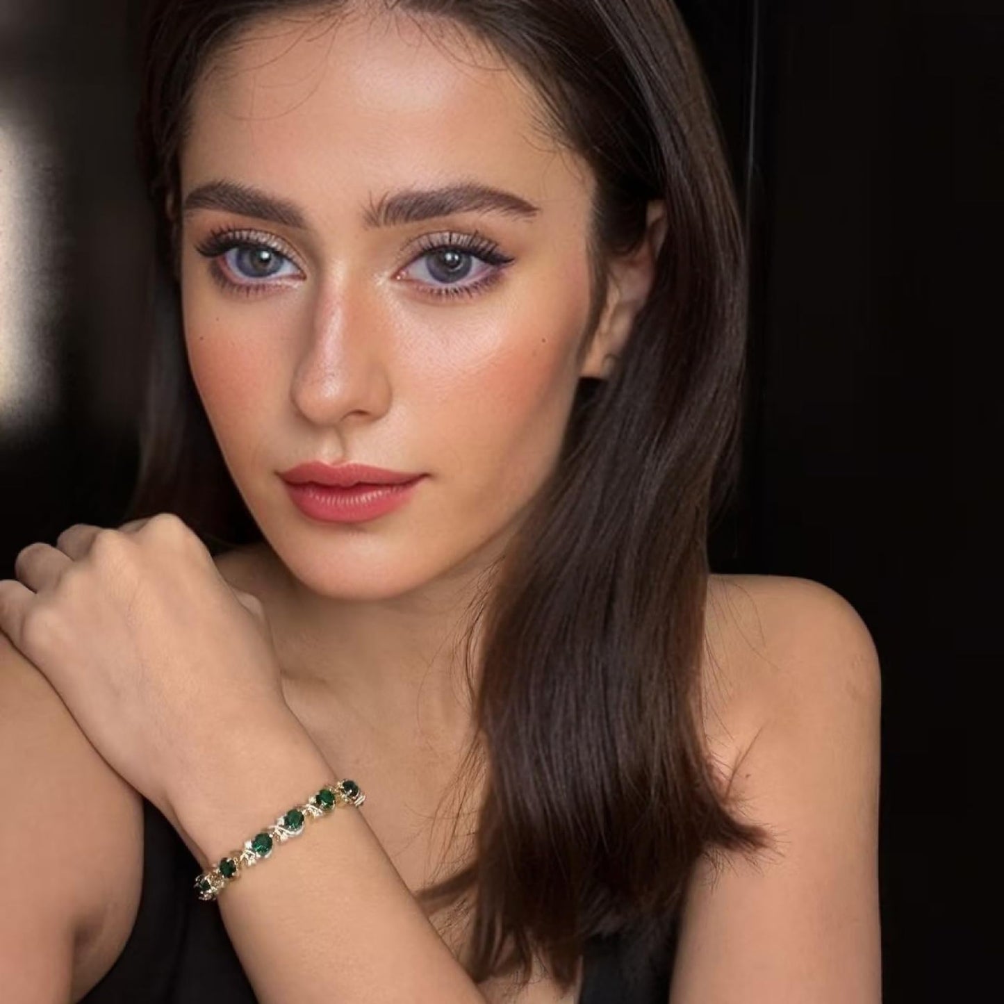 RIZILIA BLOSSOM Tennis Bracelet & Round Cut CZ [6 Colors available] in Yellow Gold Plated, 7"