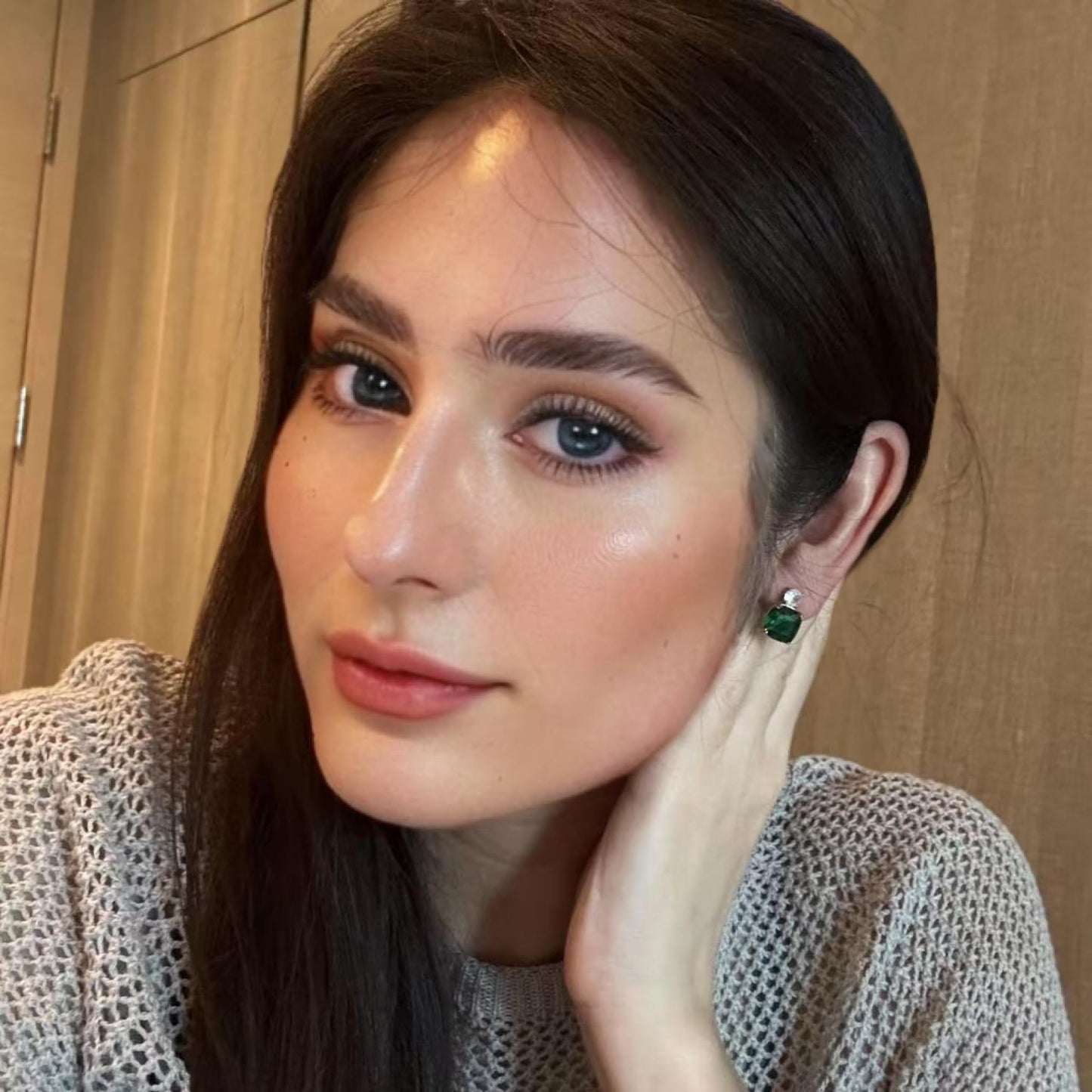 [RIZILIA CLASSIC] Stud Pierced Earrings with Cushion Cut Gemstones CZ [Multi-Colors available] in 18K White Gold Plated, Simple Modern Elegant