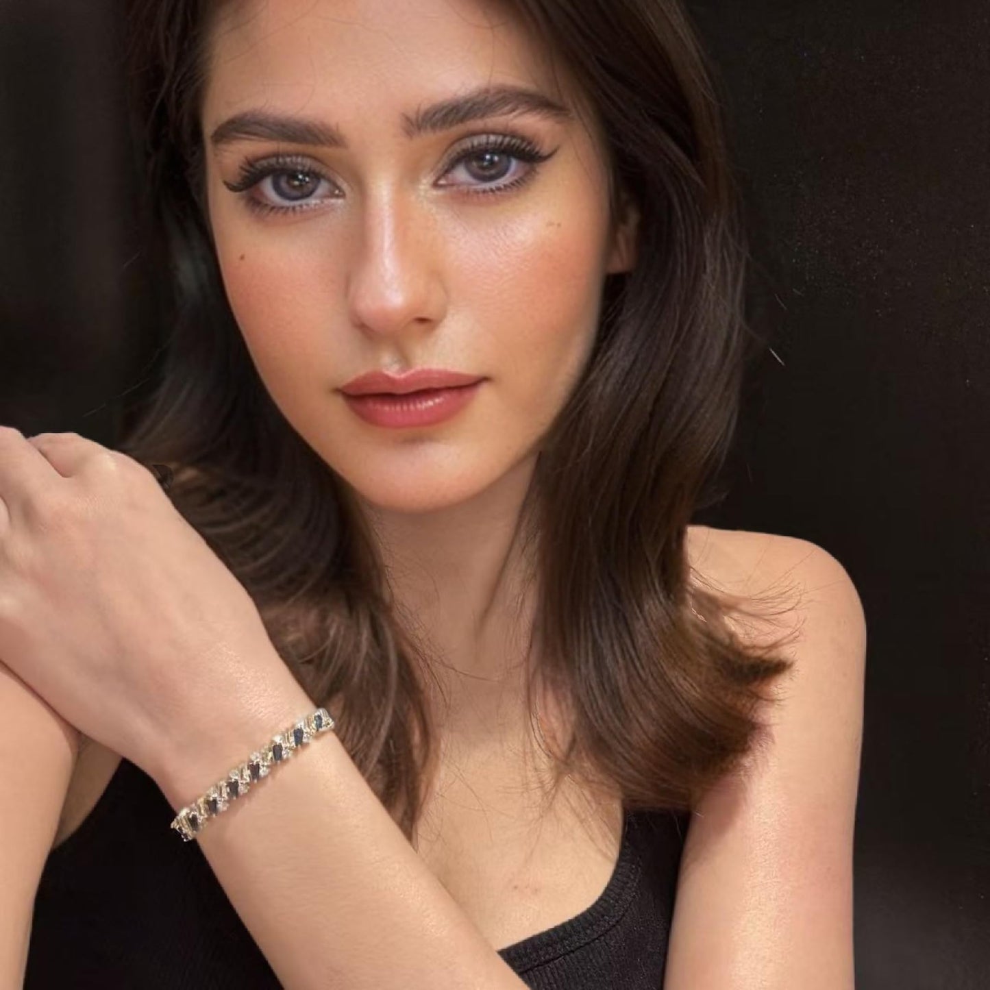 RIZILIA Prism Tennis Bracelet for Women with Tapered Baguette Cut CZ Simulated Diamond Multi Colors Birthstone in 14K Yellow Gold Plated, 7 + 1 inch Bracelet Extender