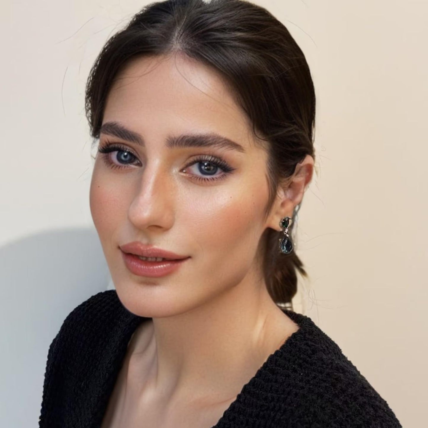 [RIZILIA CELEBOX] Teardrop Dangle Pierced Earrings with Pear Cut CZ [9 Colors available] in White Gold Plated, Celebrity inspired by Angelina Jolie