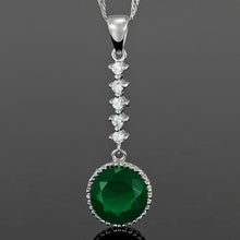 画像をギャラリービューアに読み込む, RIZILIA Pendant with 18&quot; Chain &amp; Round Cut CZ [5 Colors Available] in White Gold Plated, Simple Modern Elegant
