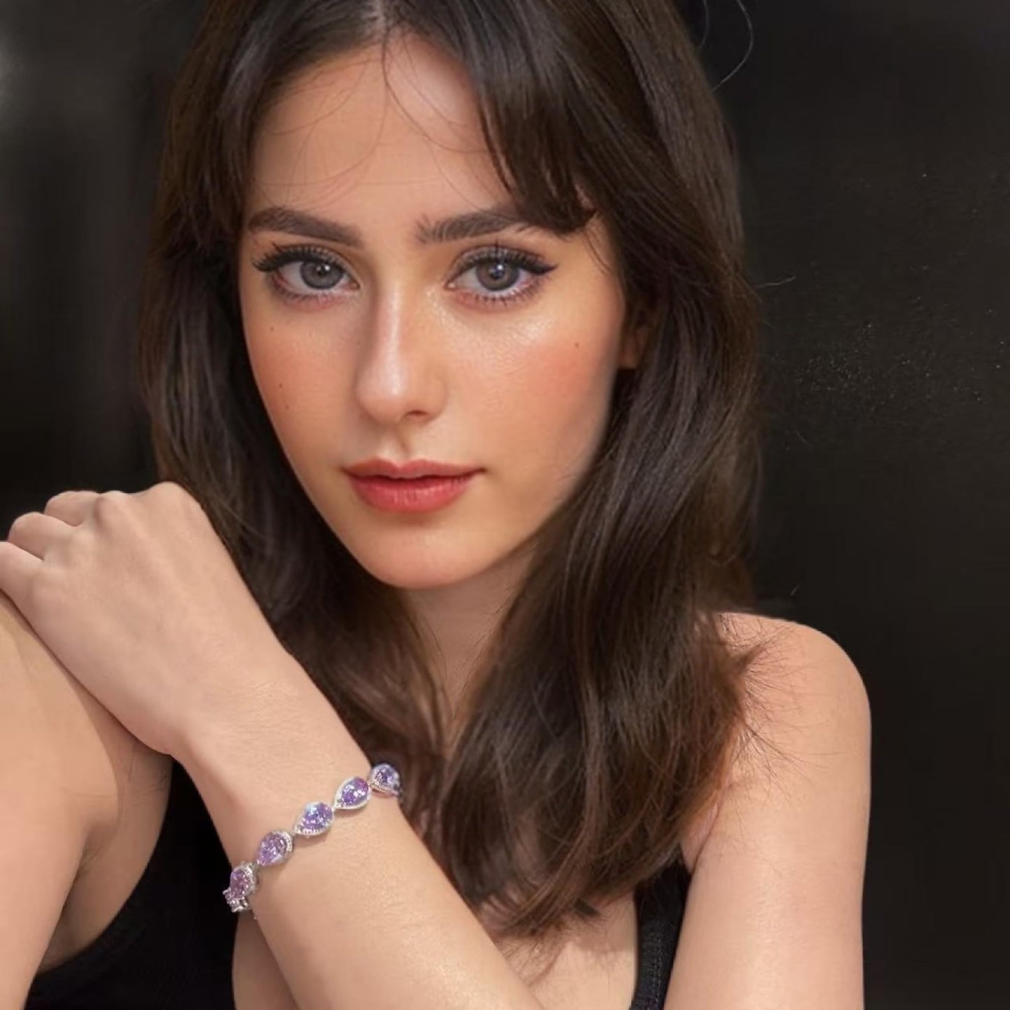 RIZILIA Tennis Bracelet & Pear Cut CZ [4 Colors Available] in White Gold Plated, 7"