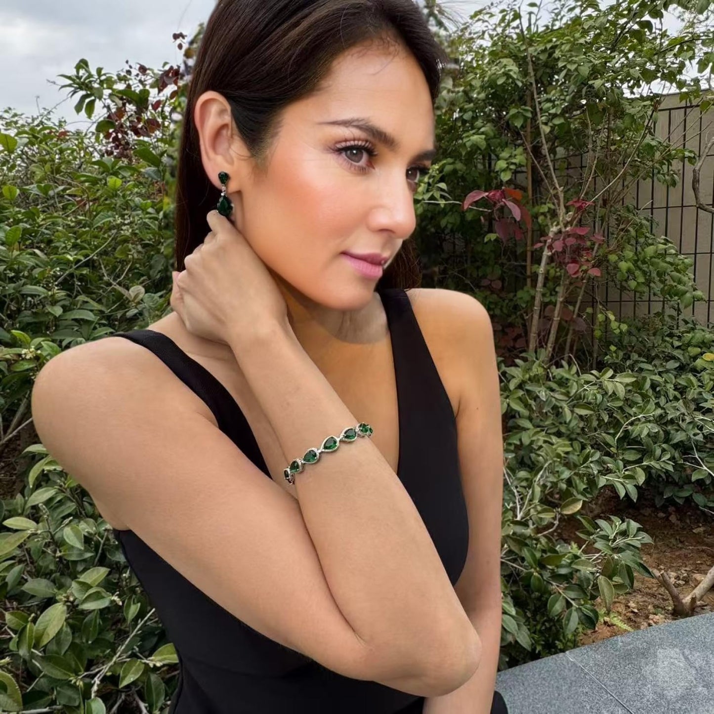 RIZILIA Tennis Bracelet & Pear Cut CZ [4 Colors Available] in White Gold Plated, 7"