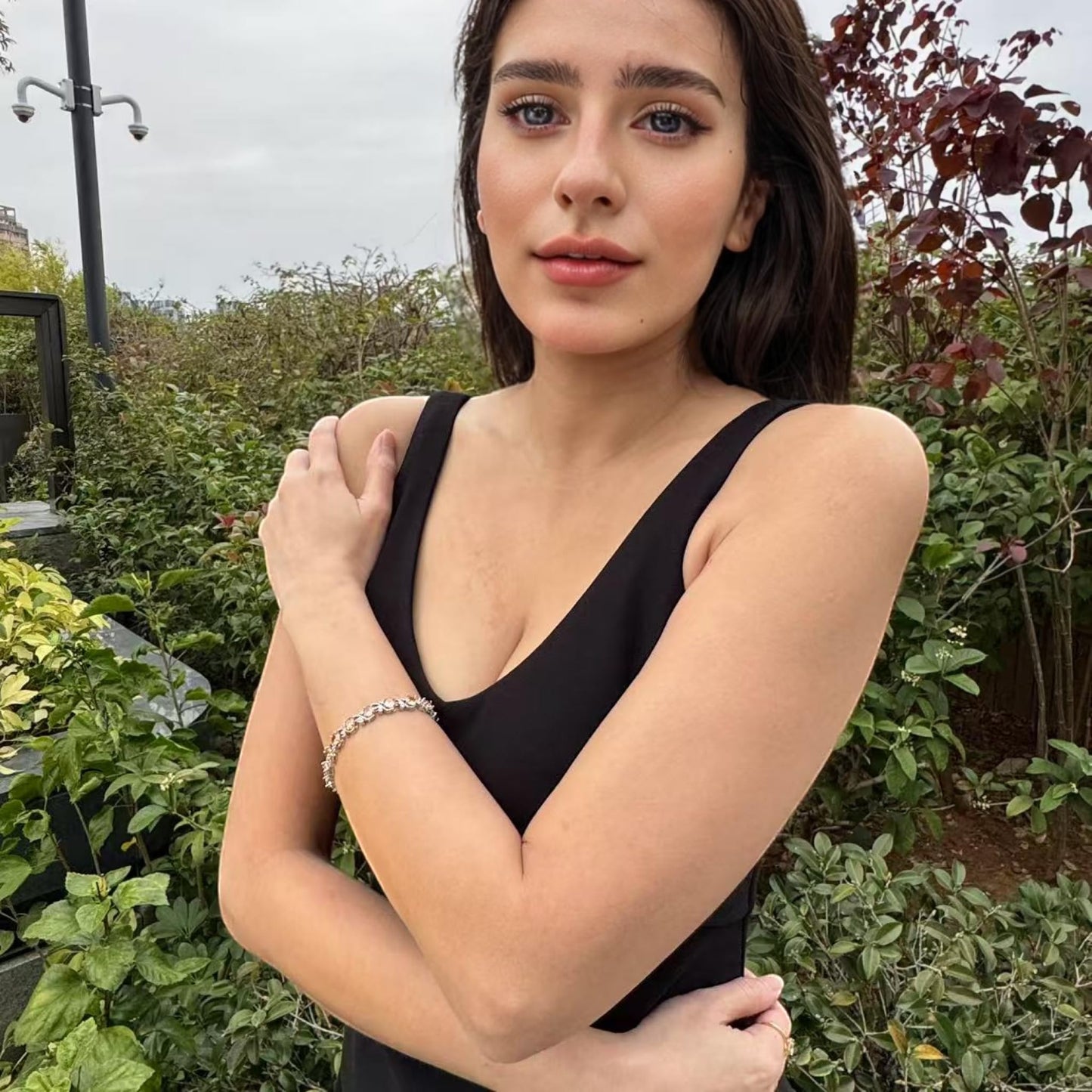 RIZILIA BLOSSOM Tennis Bracelet & Round Cut CZ [6 Colors available] in White Gold Plated, 7"