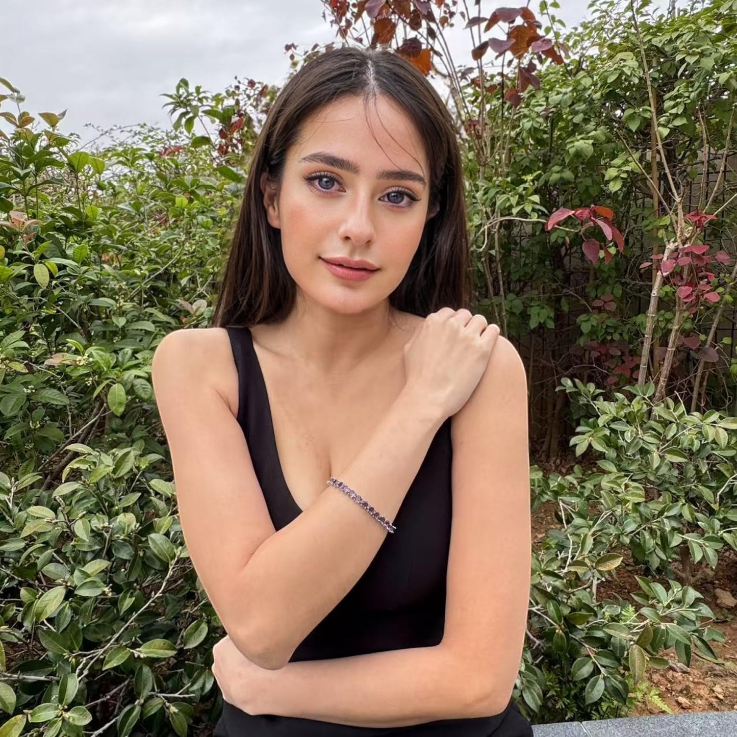 RIZILIA Round Cut Multi-Color CZ 18K Gold Plated Tennis Bracelet, 7"