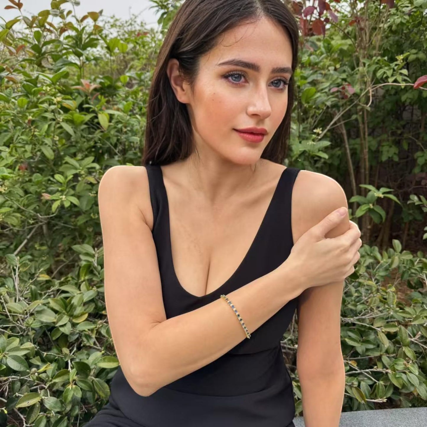 RIZILIA Eternity Tennis Bracelet & Round Cut CZ in Yellow Gold Plated, 7"